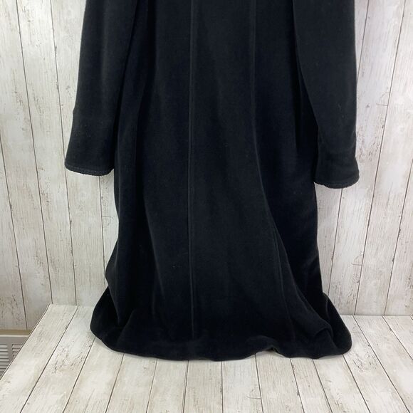 Vintage LL Bean Women’s M Wool Blend Long Trench Coat Black Made In USA - Picture 9 of 11